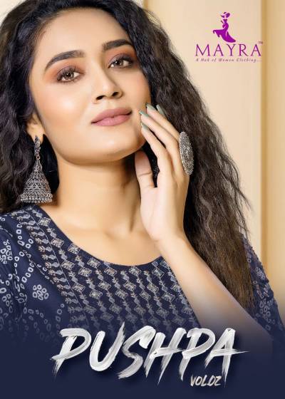 Pushpa Vol 2 By Mayra Fancy Rayon Anarkali Style Kurti Collection